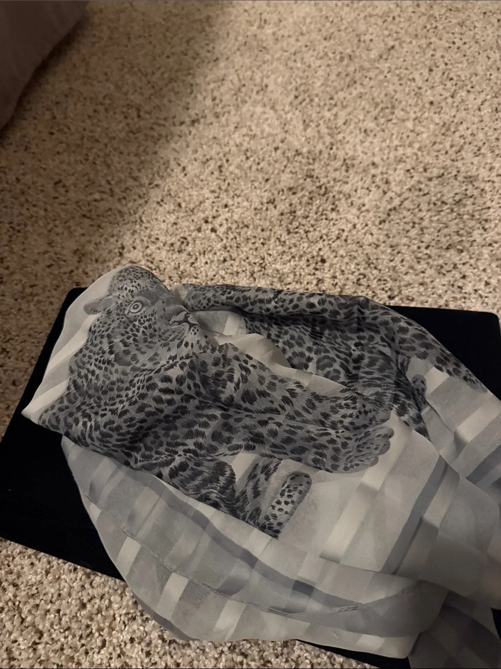 Gray Leopard Print Lightweight Scarf